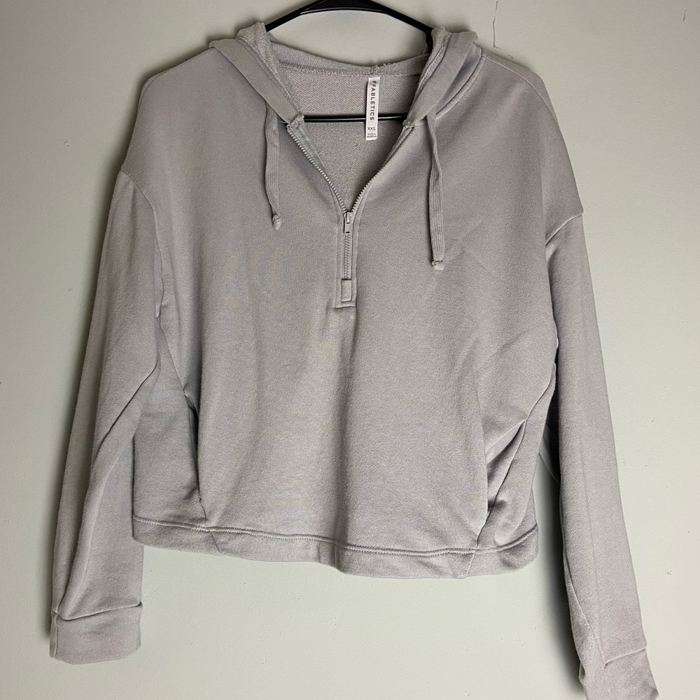 Fabletics XXS Gray Cropped Hooded Sweater